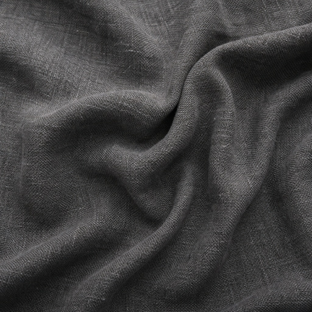 Dark linen fabric with soft folds and visible woven texture