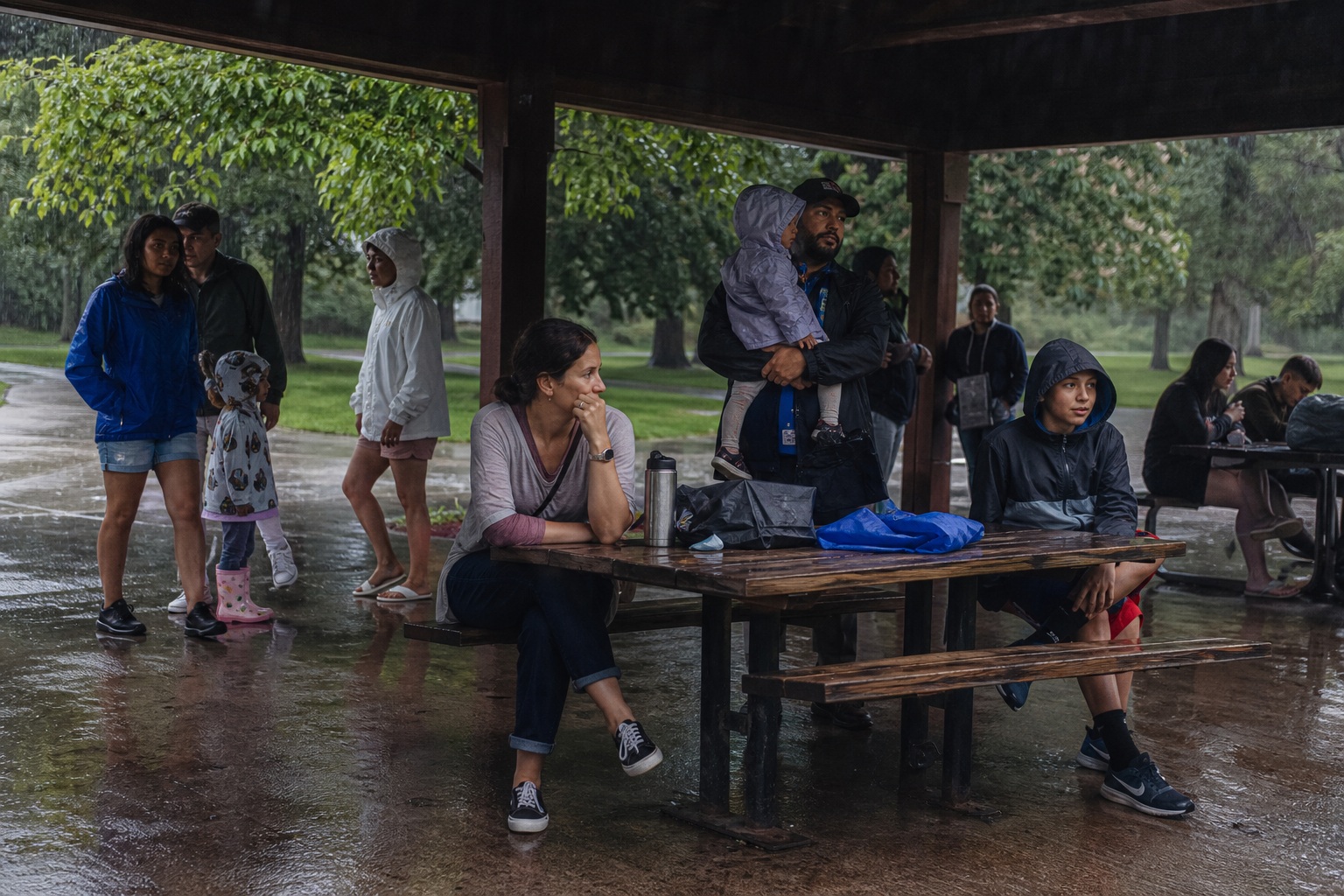 Preview for Rainy Park Shelter Stock Background
