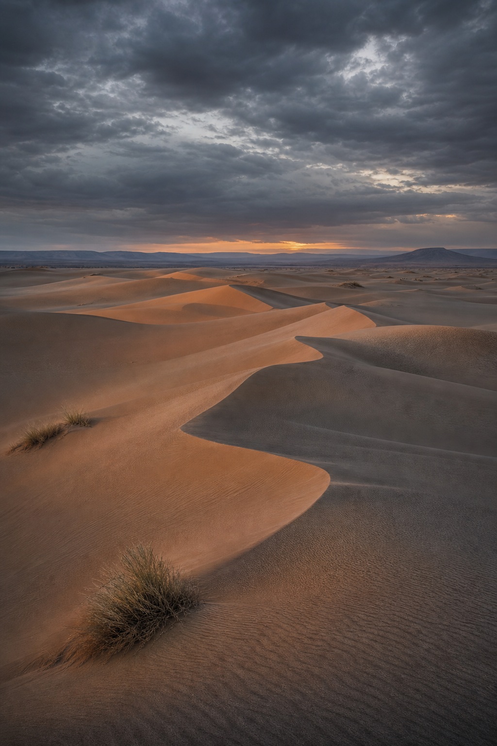 Preview for Cloudy Dusk Wind-shaped Dunes Background