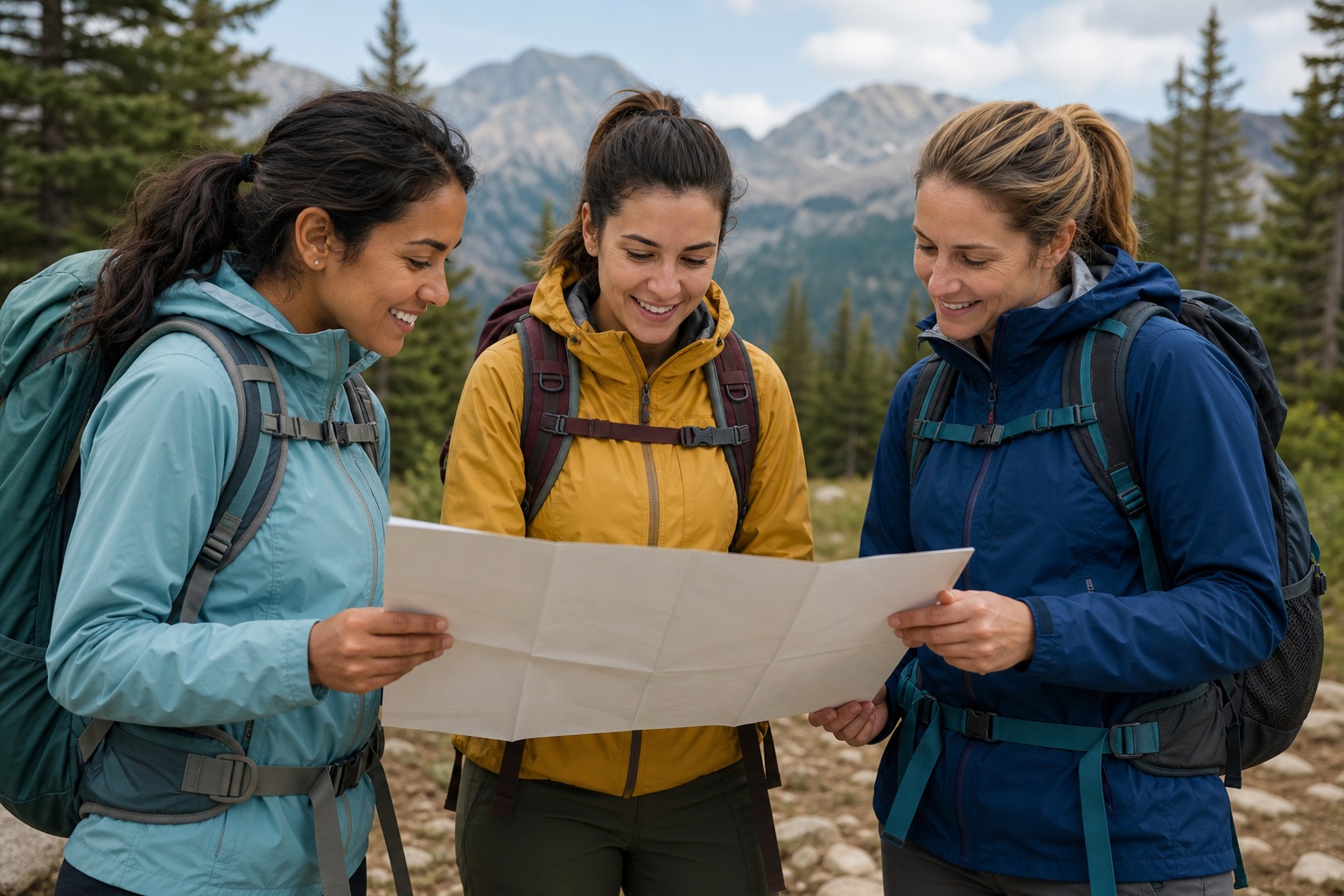Preview for Hikers Studying A Map Stock Background