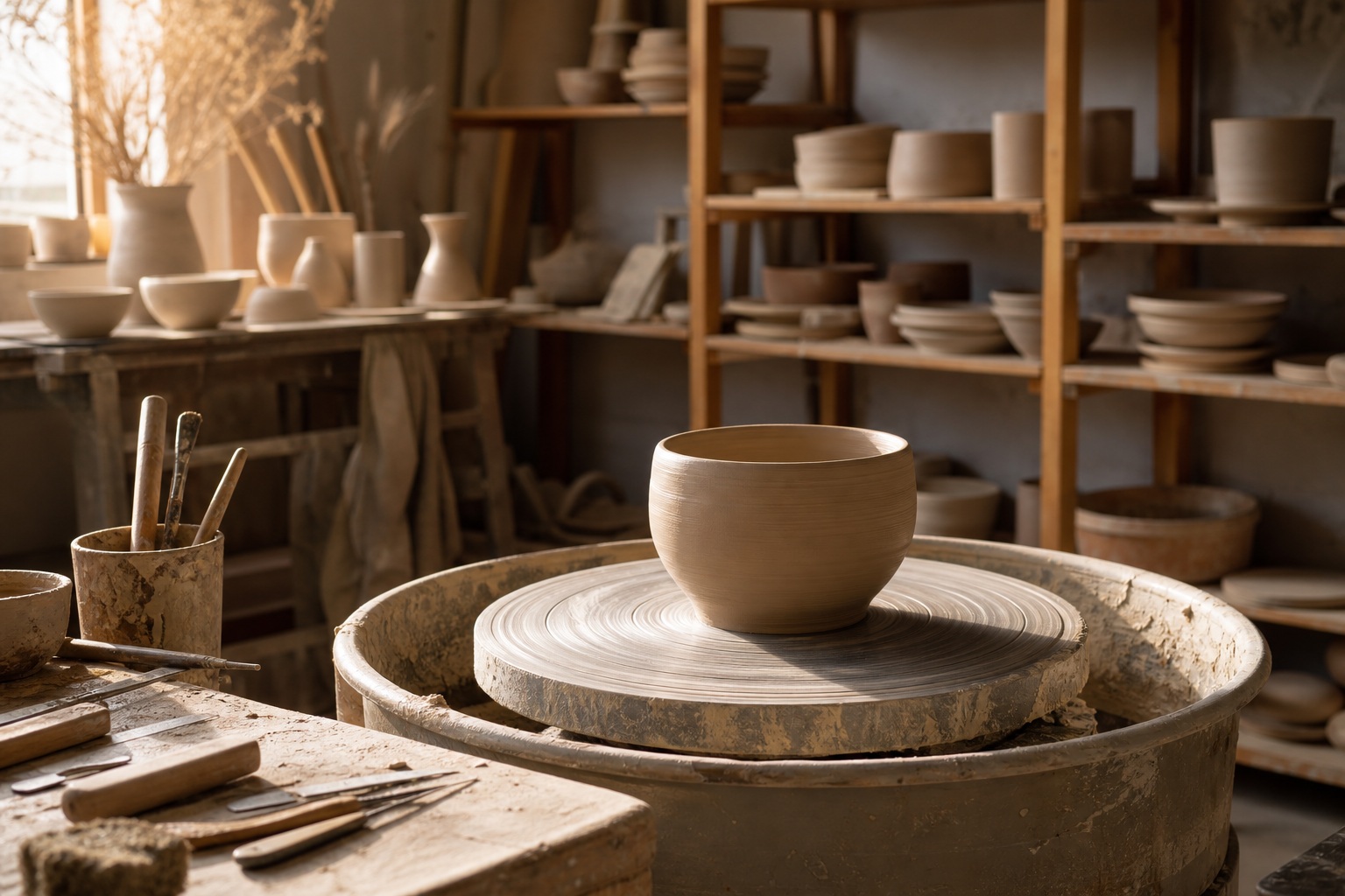 Preview for Warm Side Light Pottery Studio Background