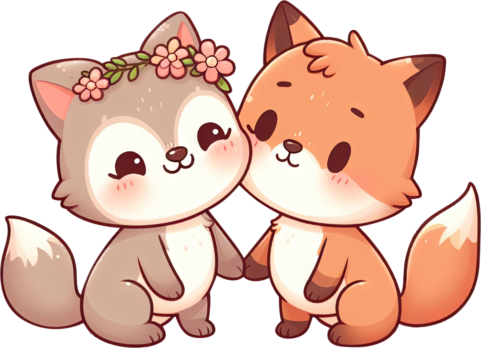 Preview for Cartoon-fox-couple-illustration-love-characters-sticker-c3110