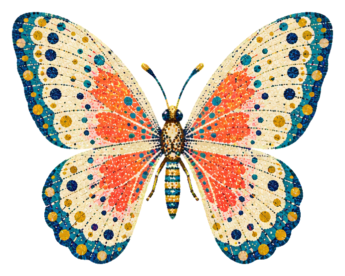 Preview for Pointillist Butterflies Ivory Coral