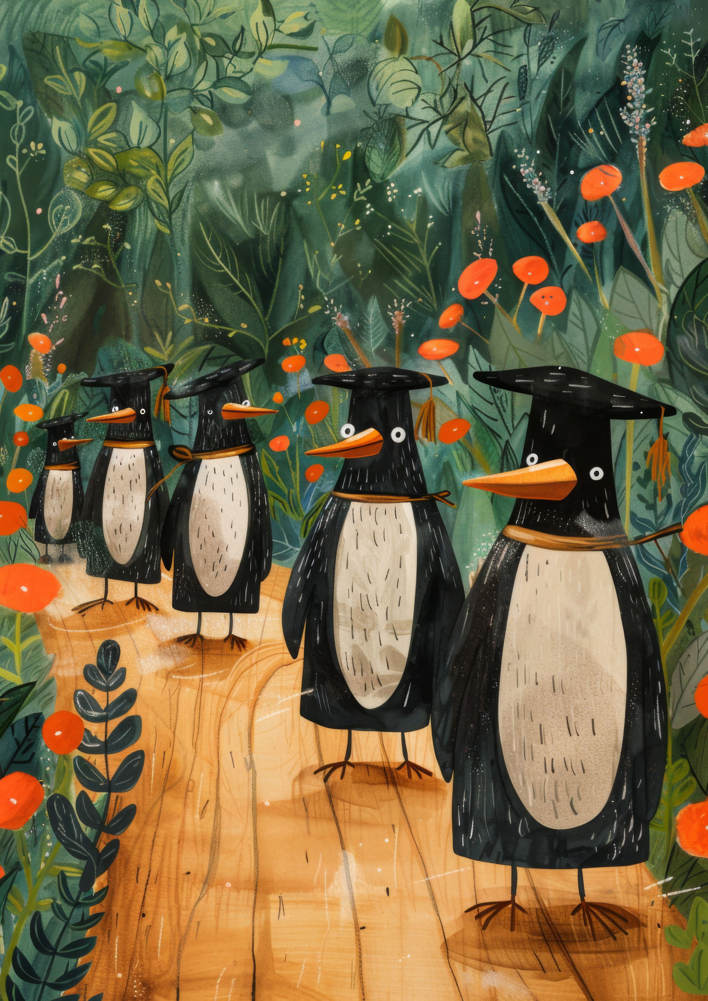 Preview for Penguins-graduation-caps-illustration-background-ac833