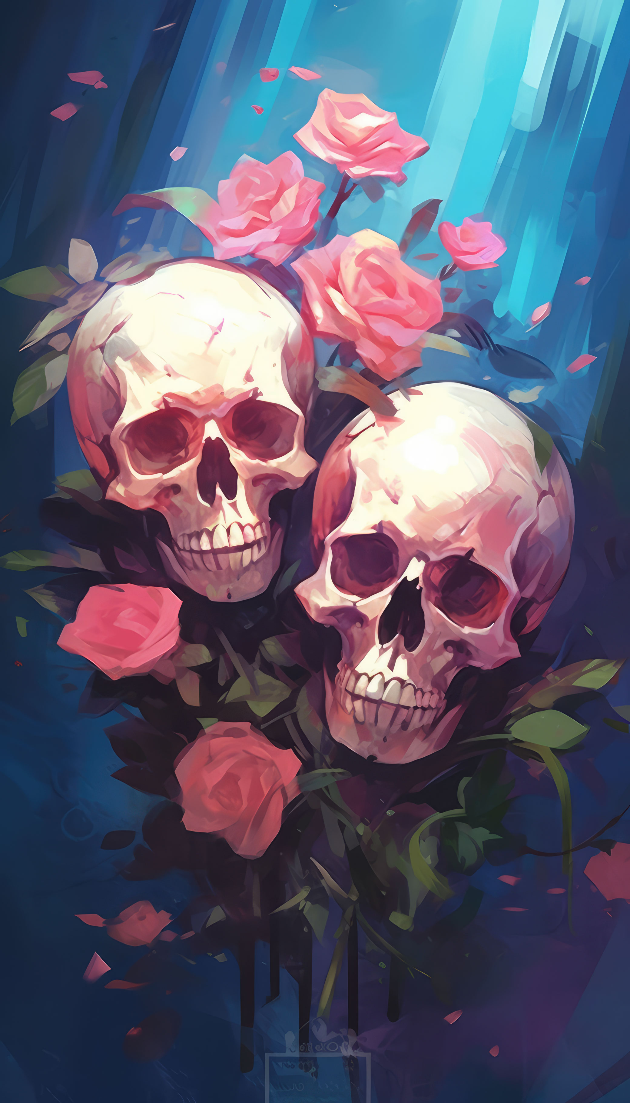 Preview for Skulls-and-roses-digital-art-spooky-halloween-background-77b3a