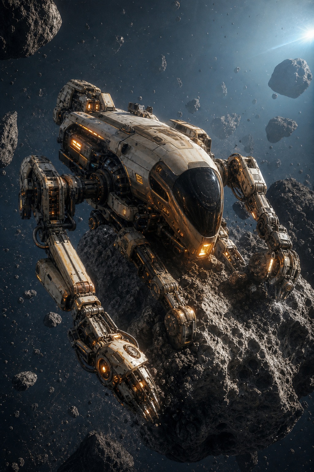 Preview for Asteroid Miner Spacecraft Stock Background