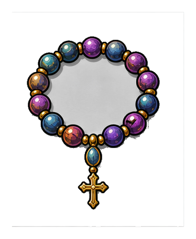Colorful bead circle with a gold cross hanging at the bottom