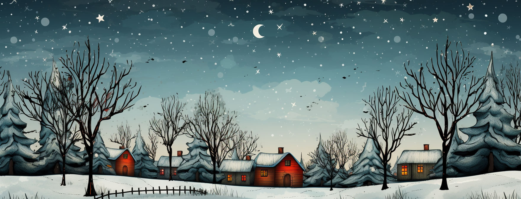 Preview for Winter-night-landscape-illustration-christmas-cover-background-e7793