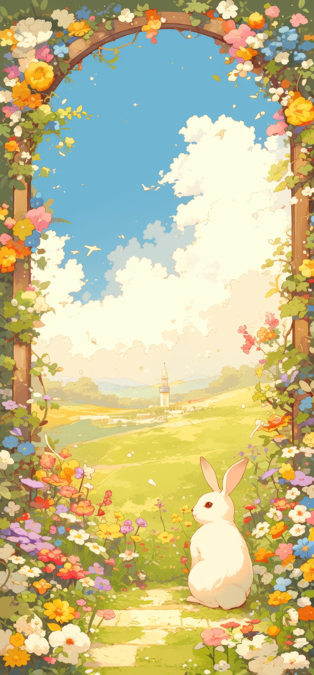 Preview for Serene-garden-scene-with-rabbit-easter-phone-background-d1ad6