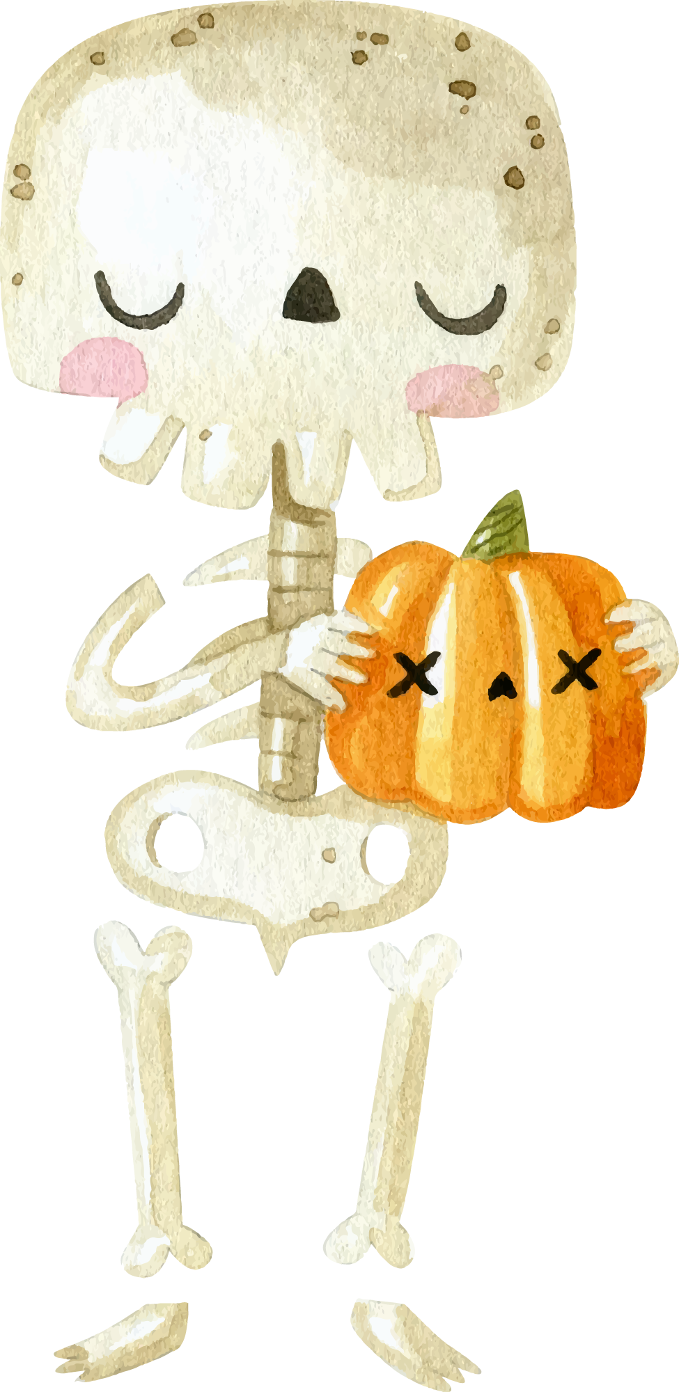 Preview for Halloween-skeleton-pumpkin-illustration-halloween-watercolor-sti-acad6