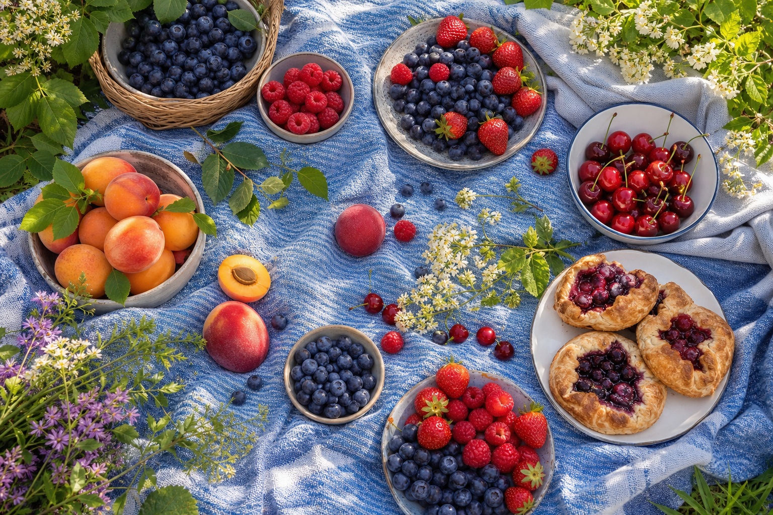 Preview for Blue Woven Berry Picnic Background