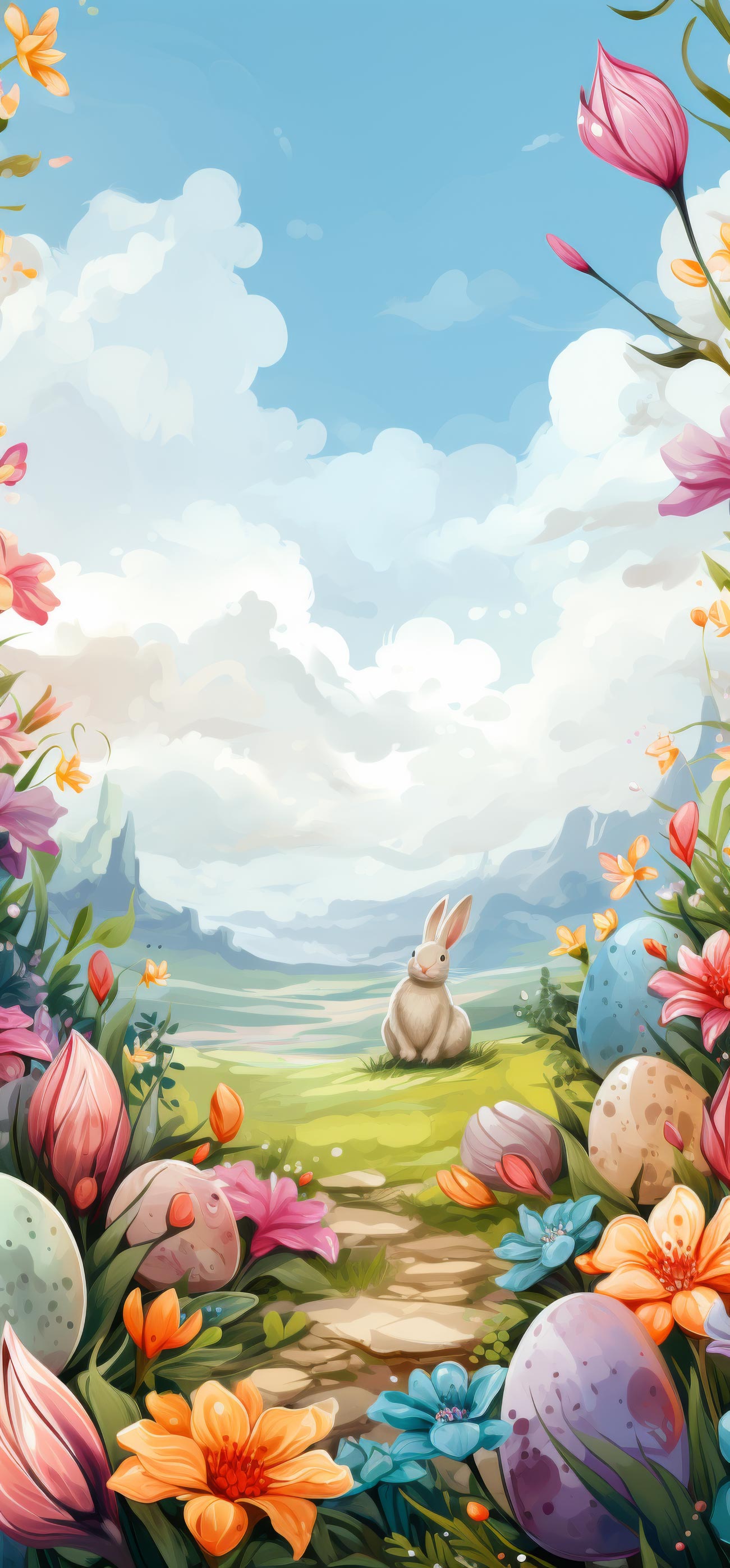 Preview for Easter-bunny-floral-landscape-easter-phone-background-75bc4