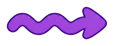 Purple dimensional geometric arrow sticker with a wavy shape and pointed tip
