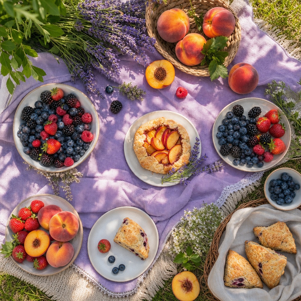 Preview for Lavender Linen Berry Harvest Picnic Background