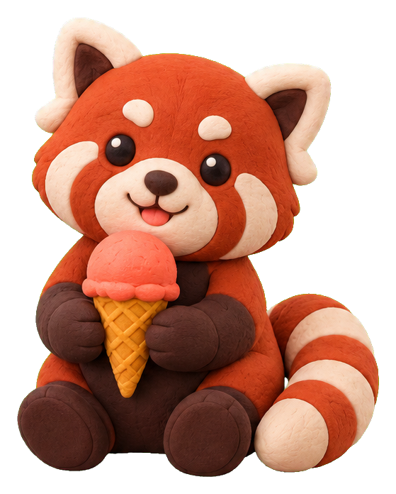 Preview for Clay Red Panda Ice Cream Cone