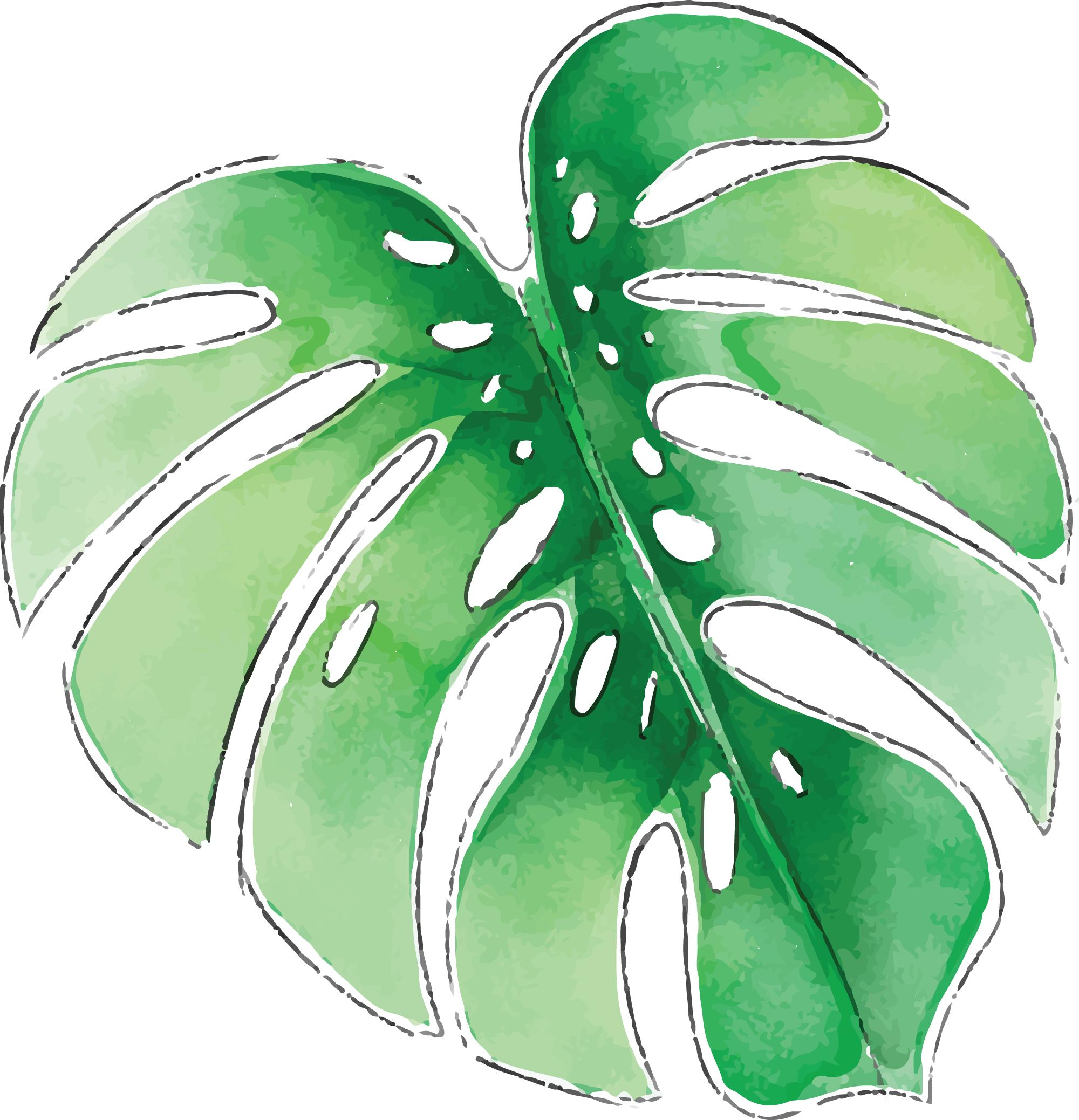 Preview for Monstera-leaf-watercolor-illustration-summer-watercolor-sticker-225be