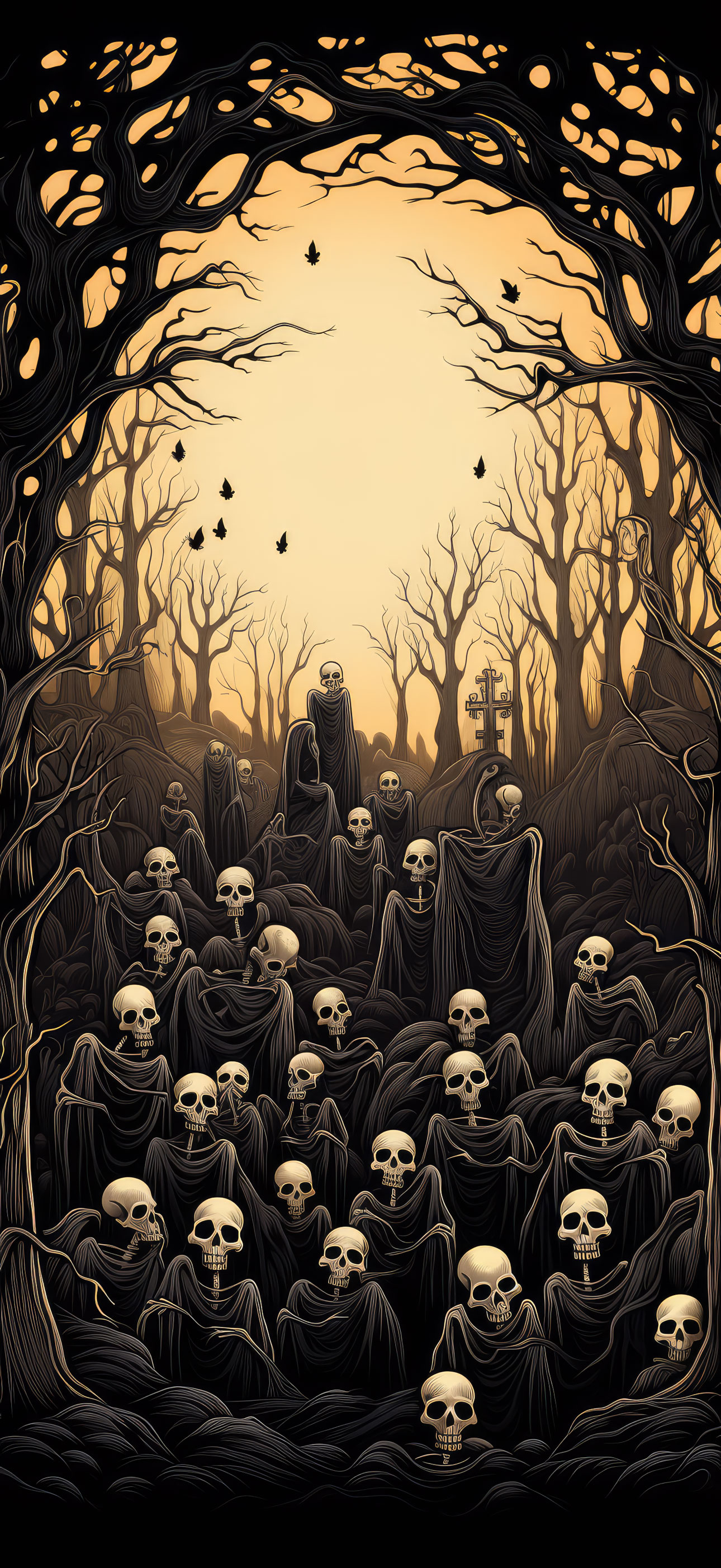 Preview for Spooky-skeletons-gathering-halloween-phone-background-34e77