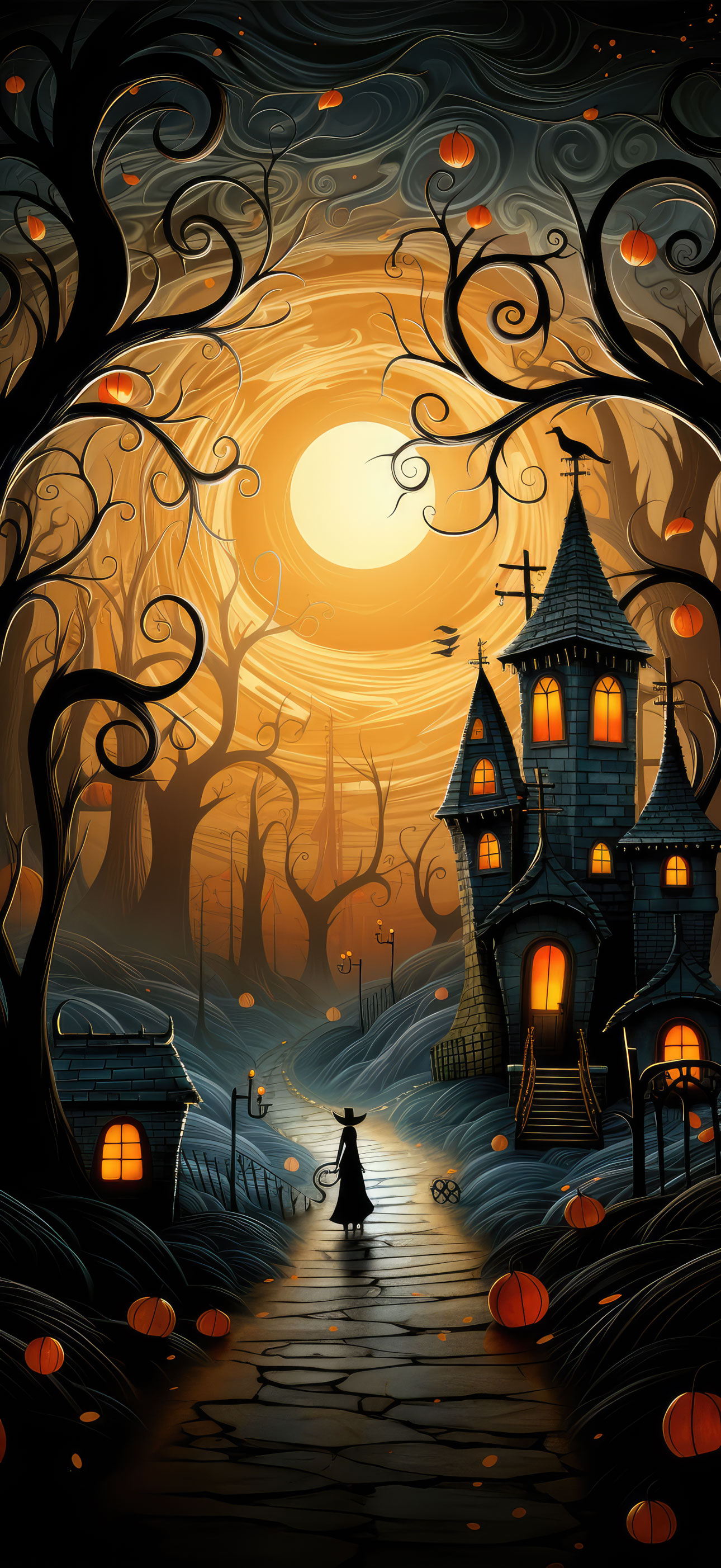 Preview for Halloween-haunted-house-illustration-halloween-phone-background-19483