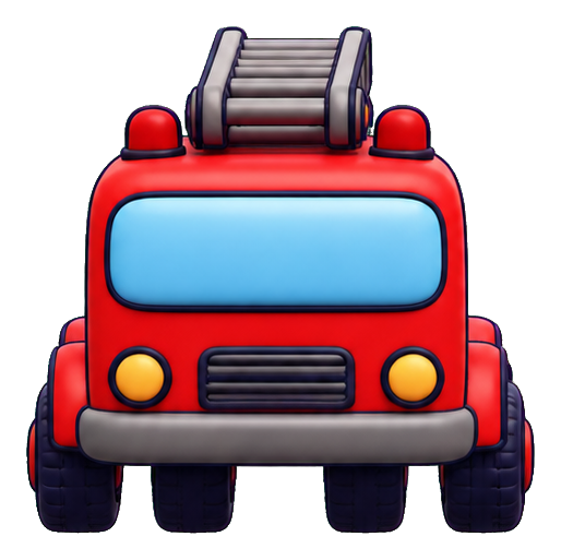 Red toy fire truck with a blue windshield and ladder on top