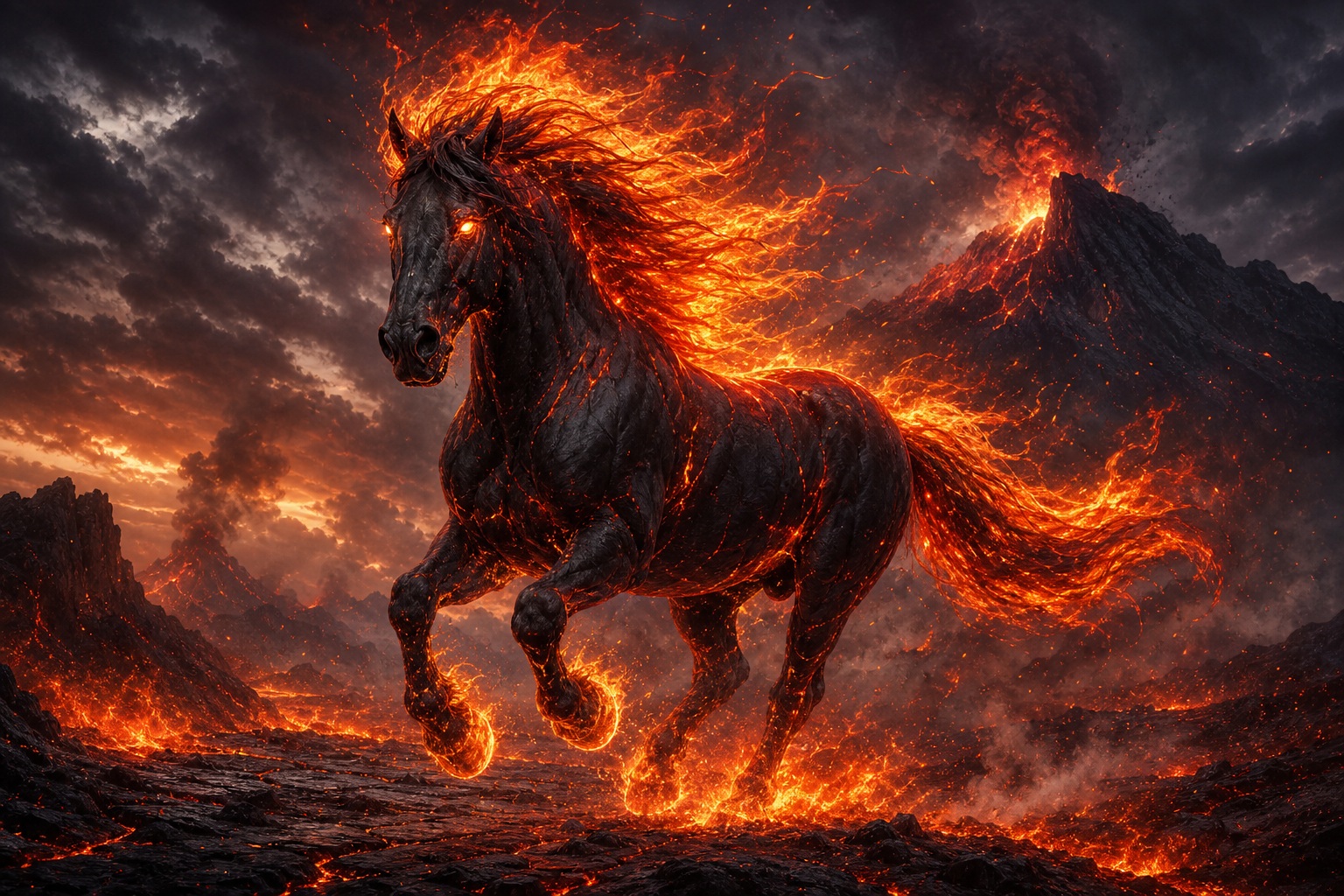 Preview for Fiery Fantasy Horse Stock Background