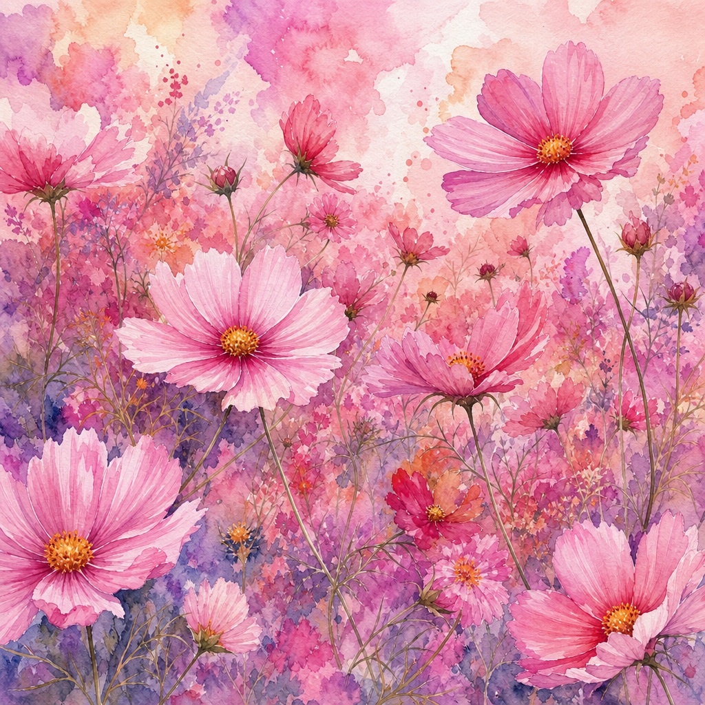 Preview for Pink Wildflower Watercolor Background