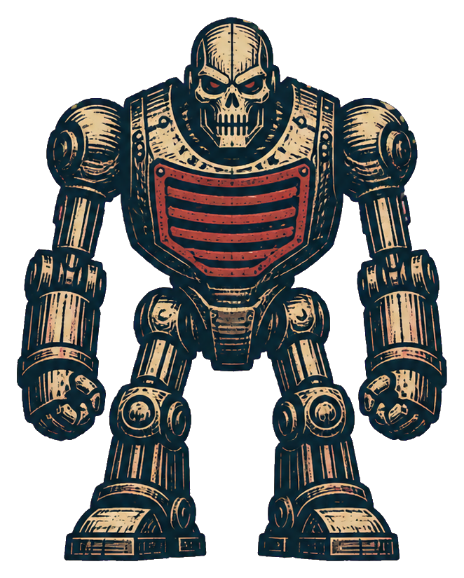 Preview for Woodcut Evil Robot Sticker