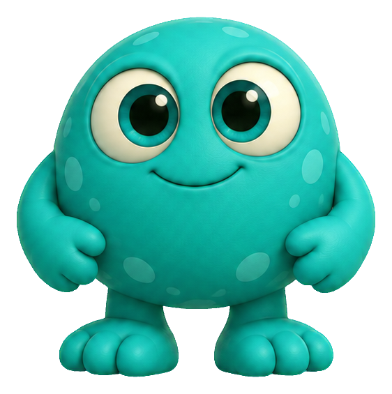 Preview for 3d Friendly Monsters Round Teal Monster