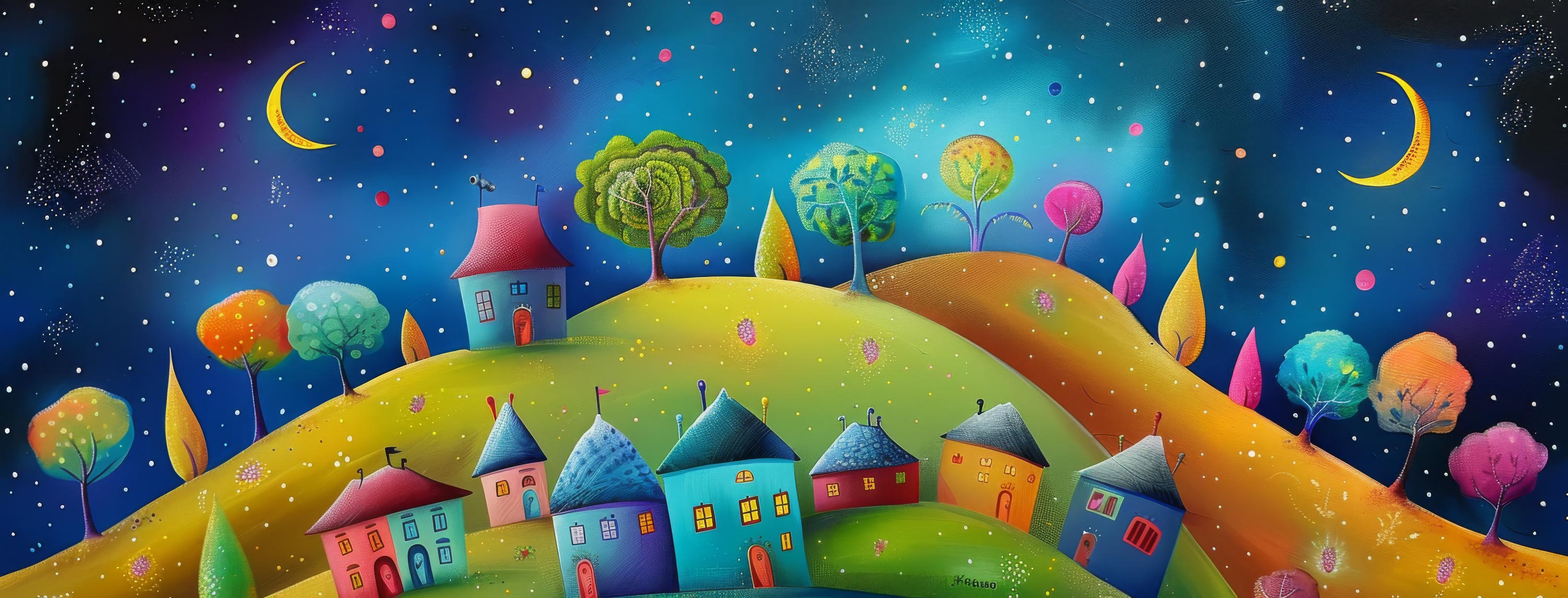 Preview for Whimsical-night-sky-village-astrophotography-cover-background-3a7fd