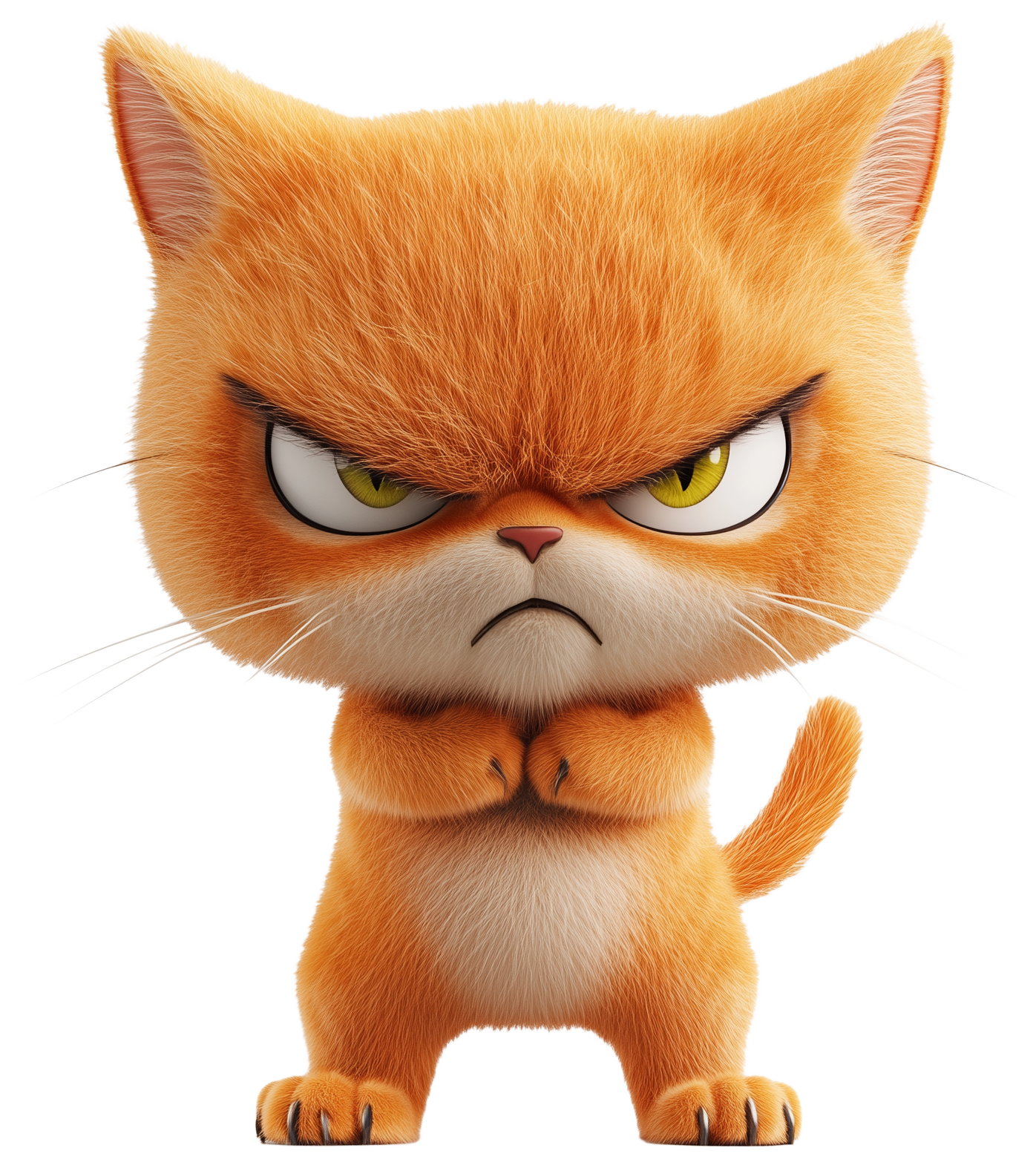 Angry orange cartoon cat emoji with crossed paws and a frowning face