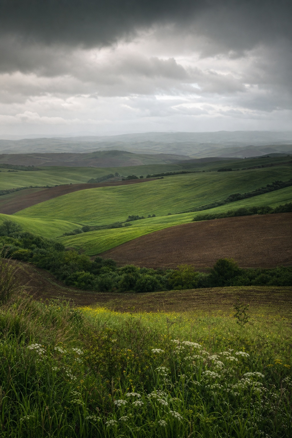 Preview for Rainy Light Rolling Farm Hills Background
