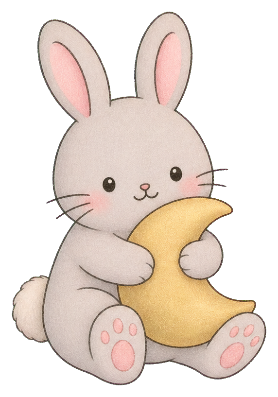 Preview for Kawaii Rabbit With Moon Sticker
