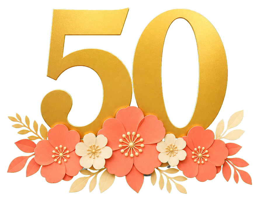 Preview for Floral Gold 50 Birthday Sticker