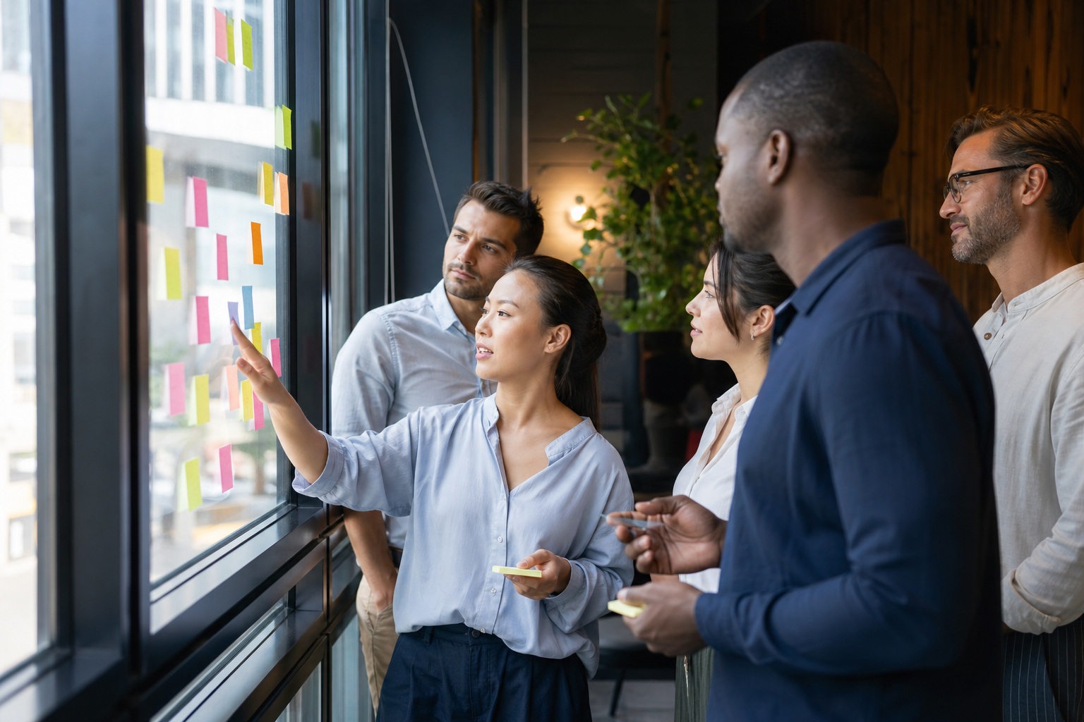 Preview for Teamwork In Office By Window Stock Background