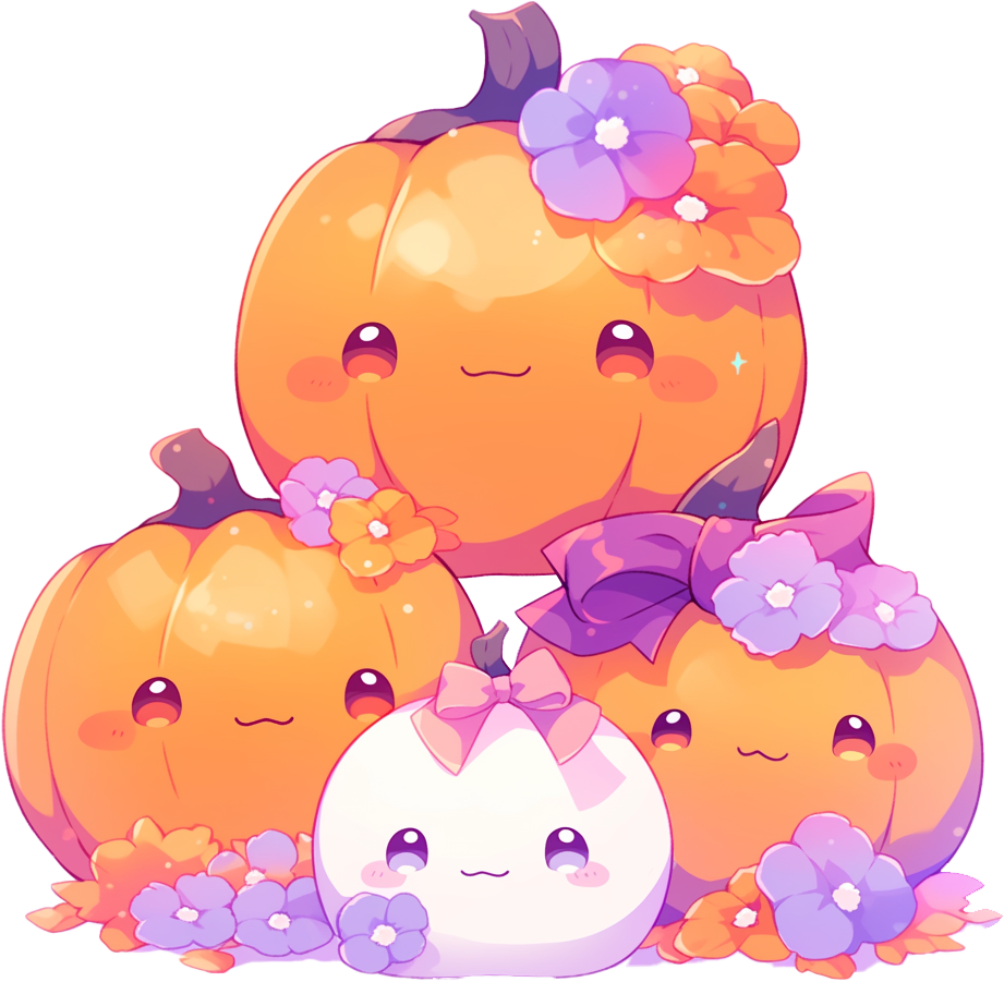 Preview for Cartoon-pumpkins-floral-decorations-sticker-8cbf5