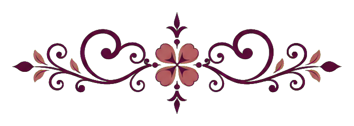 Wide ornamental scroll with curled ends and a small floral center design