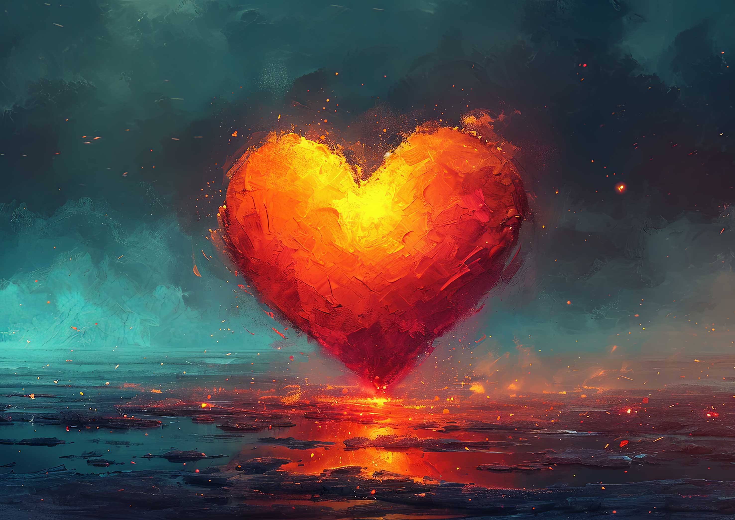 Preview for Fiery-heart-over-ocean-love-background-783b4