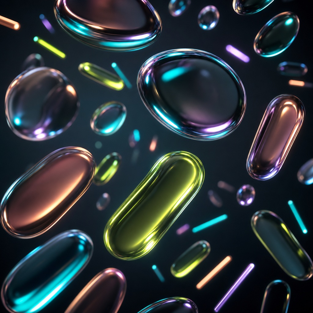 Preview for Abstract Neon Glass Pebbles Background