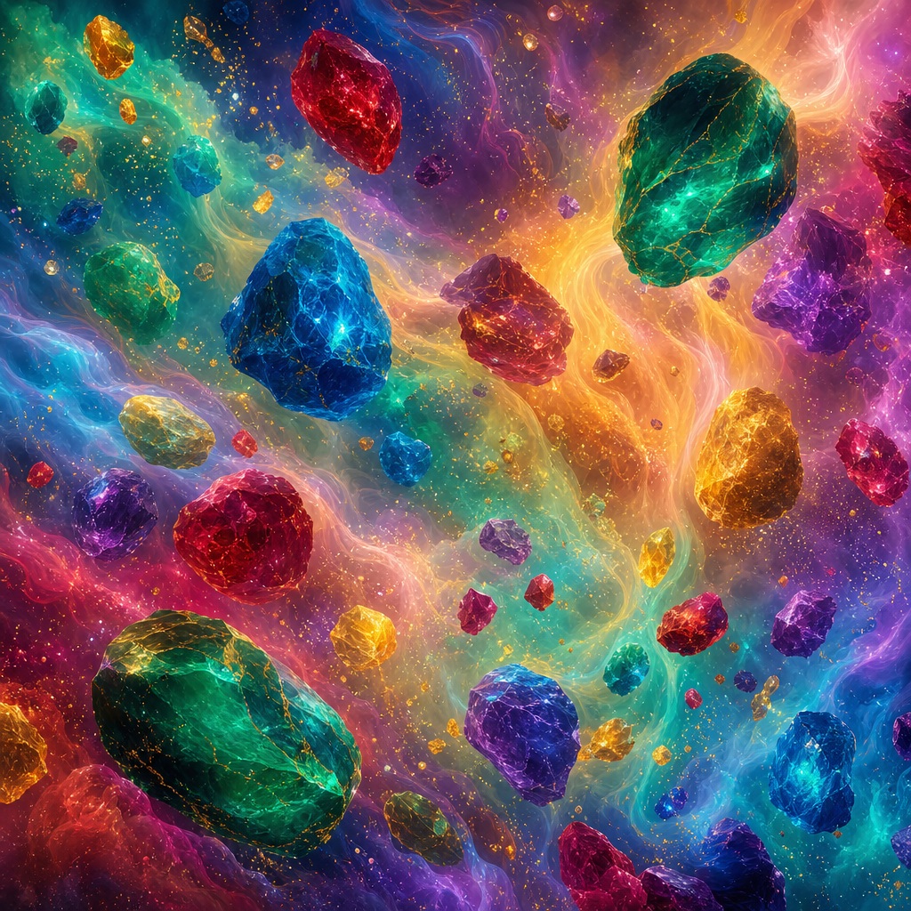 Preview for Rainbow Asteroid Garden Cosmic Background