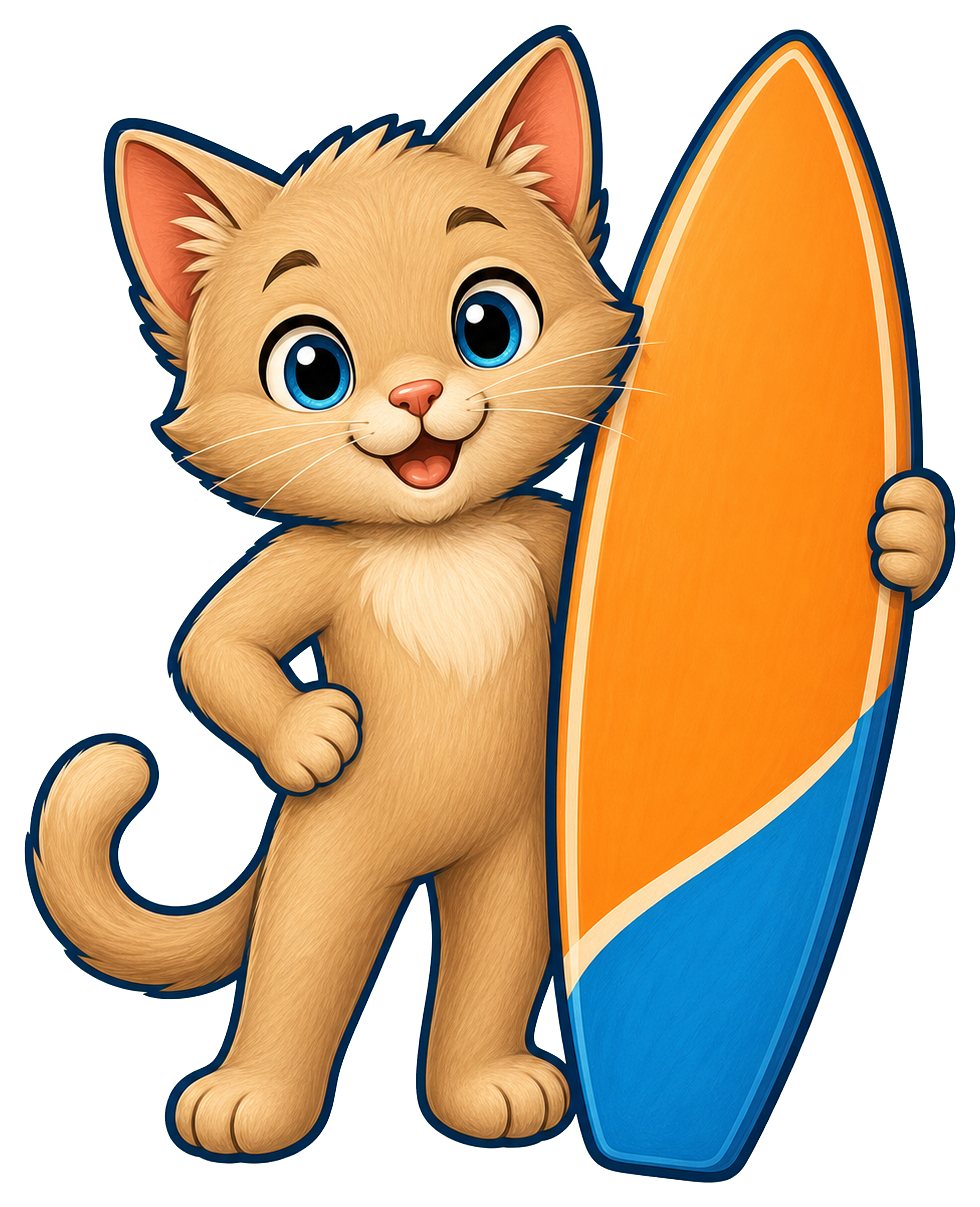 Preview for Cat Surfboard Sticker Graphic
