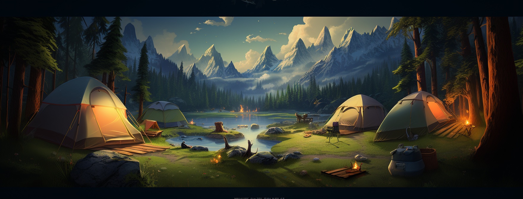 Preview for Camping Lake Mountain Background