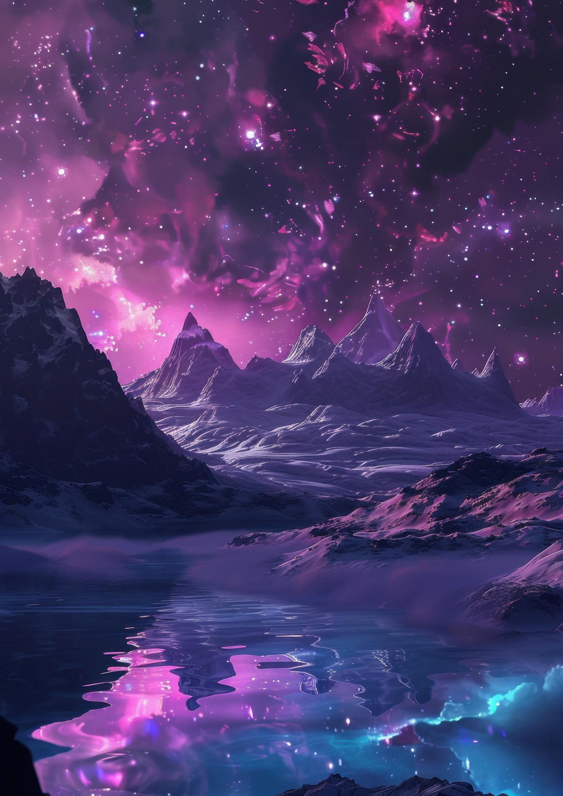 Preview for Cosmic-landscape-purple-mountains-astrophotography-photo-backgro-311f3