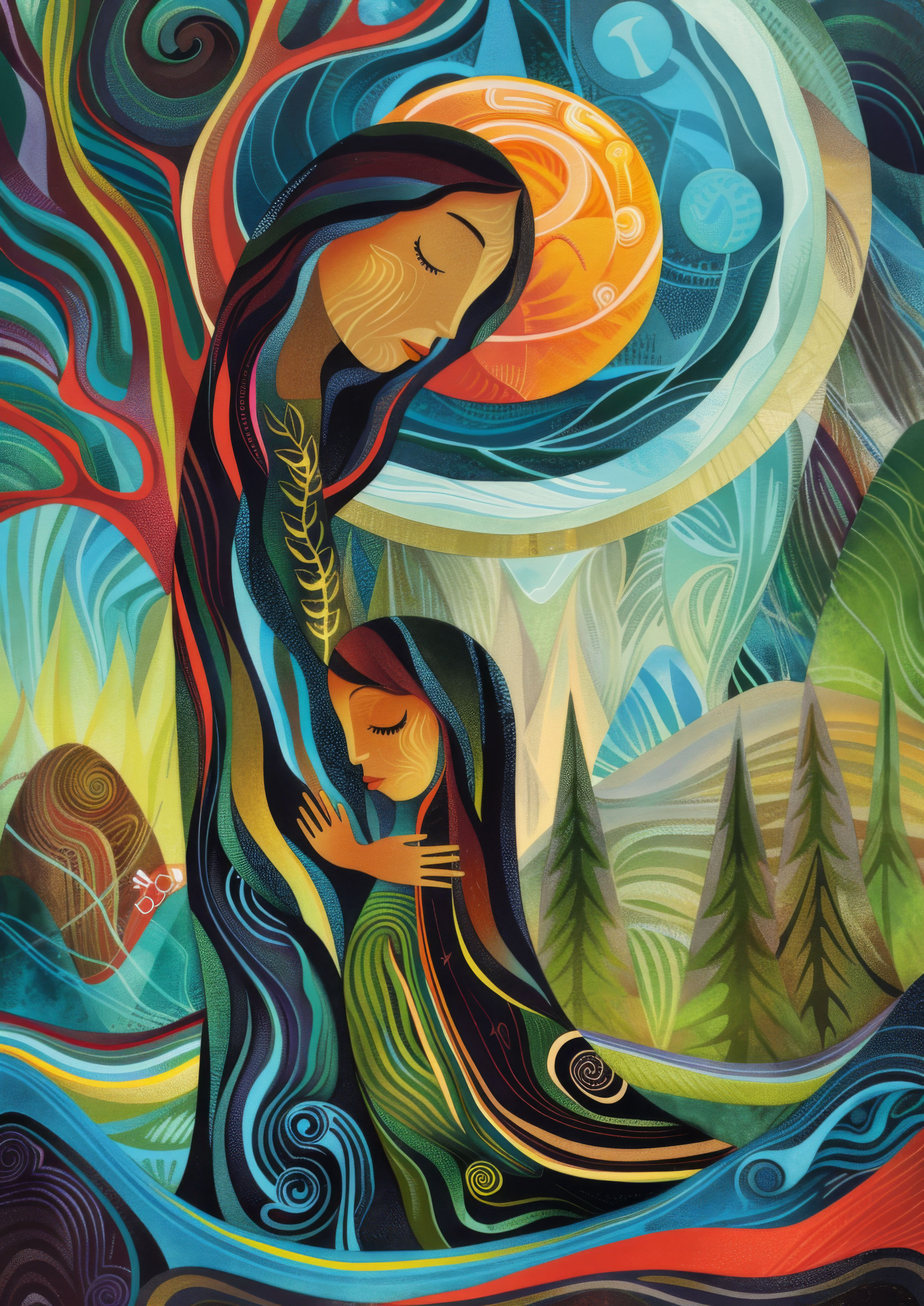 Preview for Mother-child-harmony-art-mothers-day-background-29e68