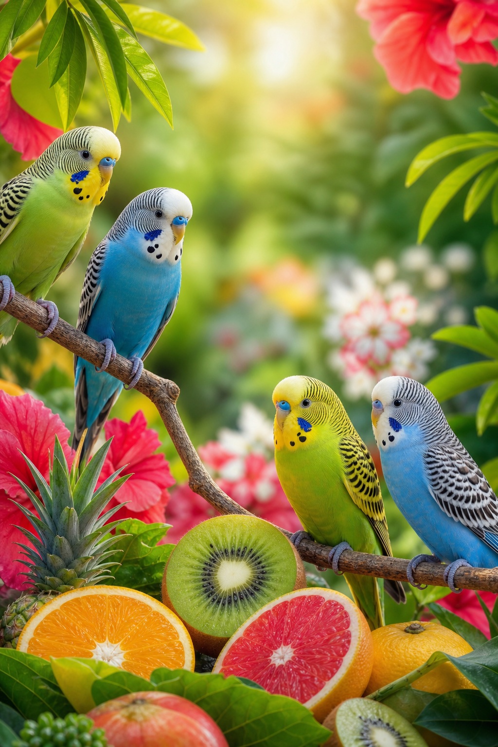 Preview for Colorful Parakeet Fruit Pattern Background