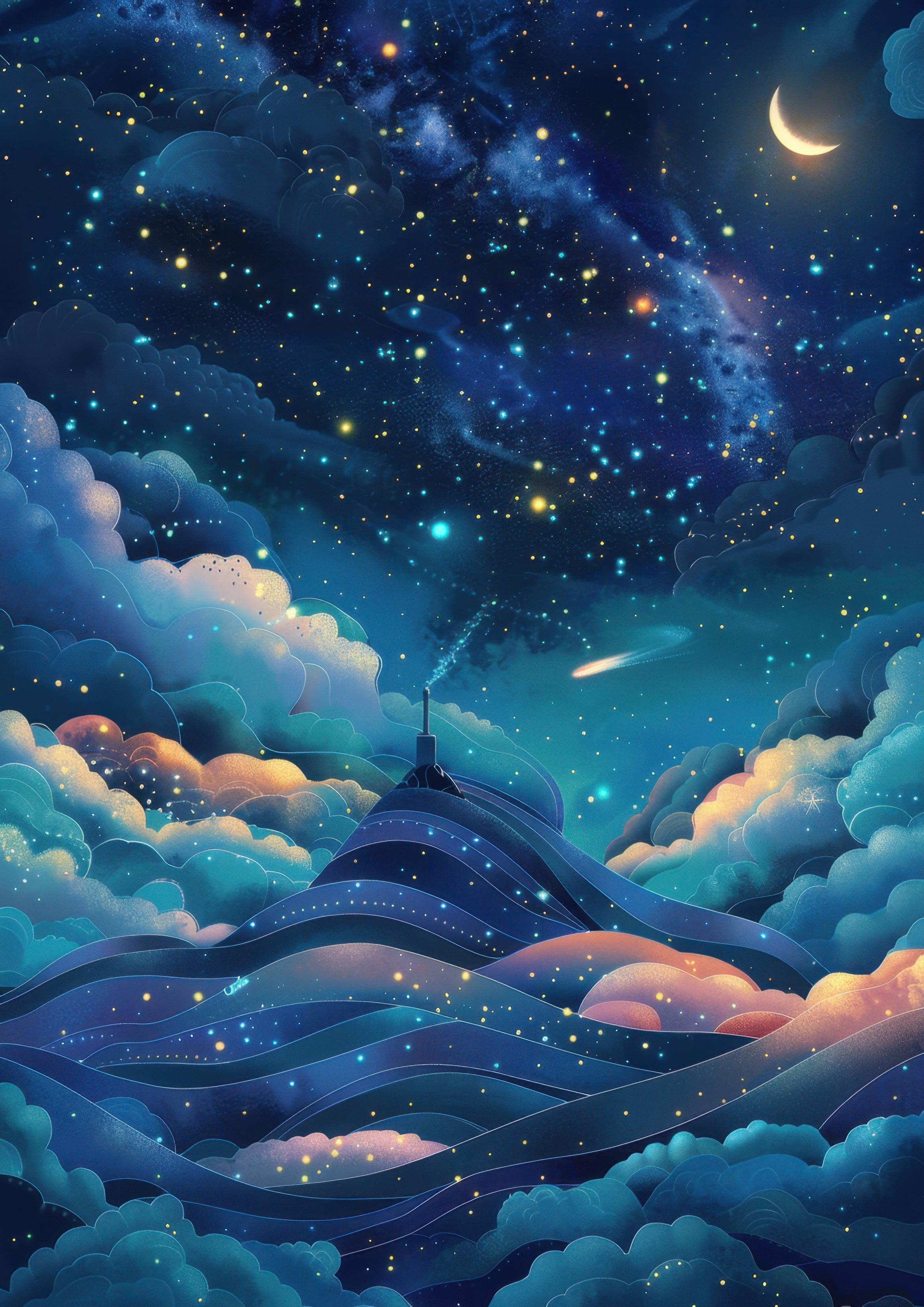 Preview for Dreamy-night-sky-landscape-astrophotography-photo-background-c036a