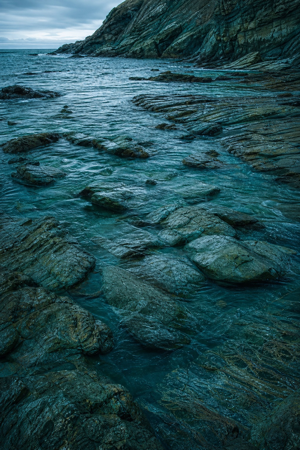 Preview for Deep Teal Coastal Cliffs Stock Background