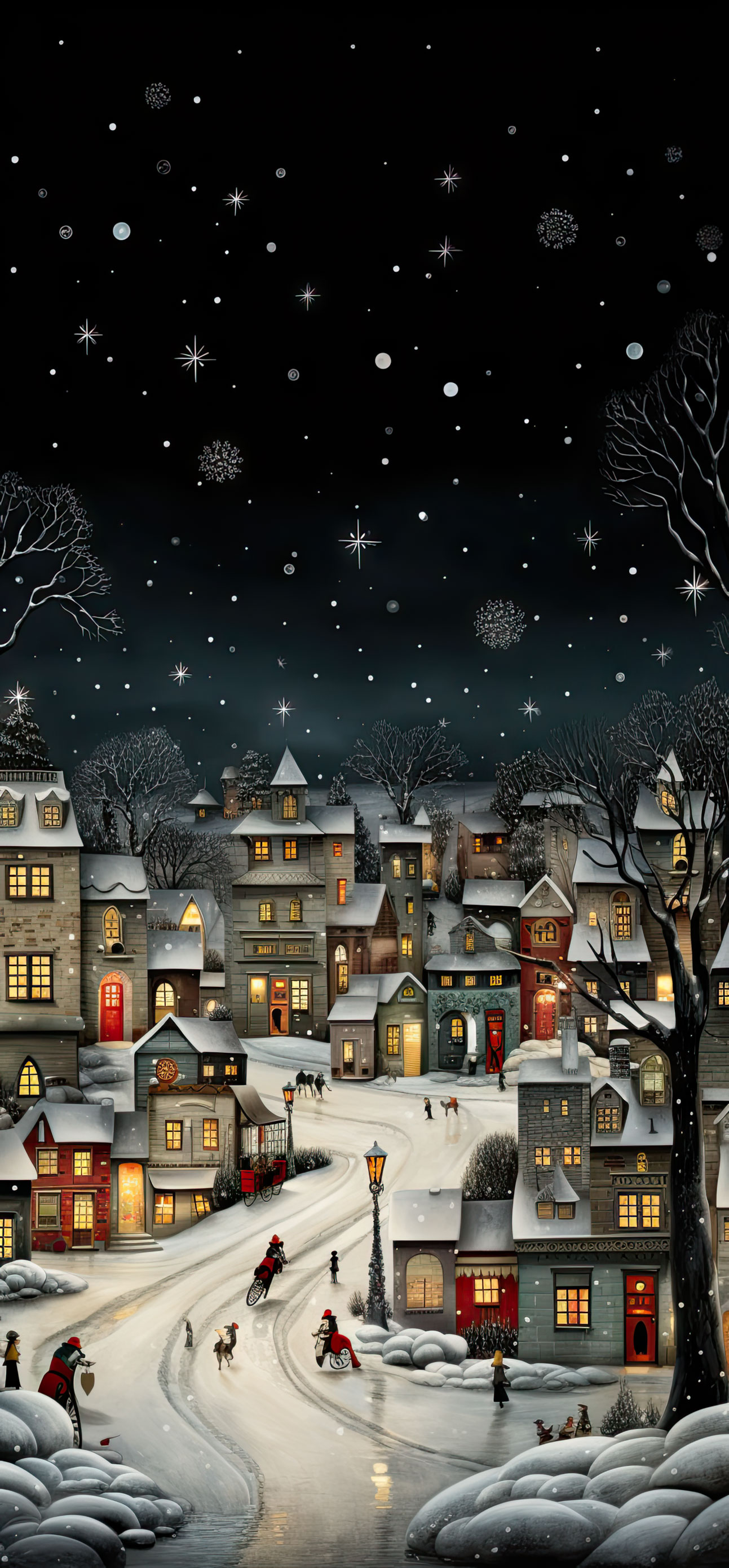 Preview for Winter-village-night-scene-christmas-phone-background-eb63a