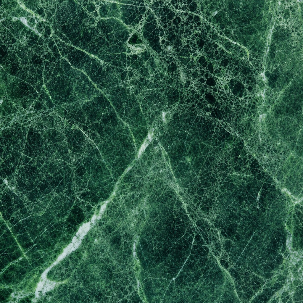Square green marble texture with fine white natural veining.