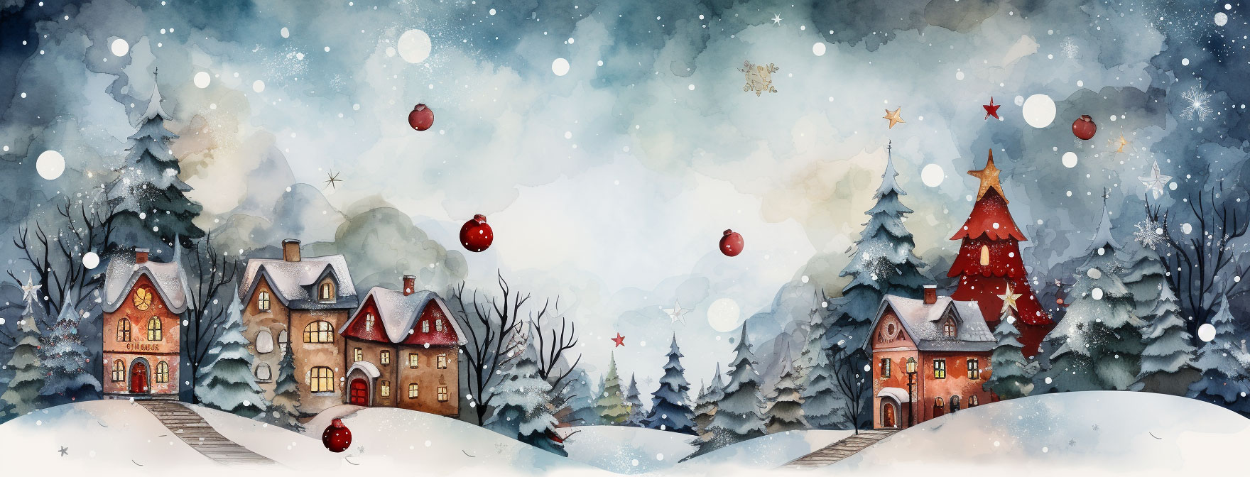 Preview for Winter-village-watercolor-art-christmas-cover-background-5c1e1