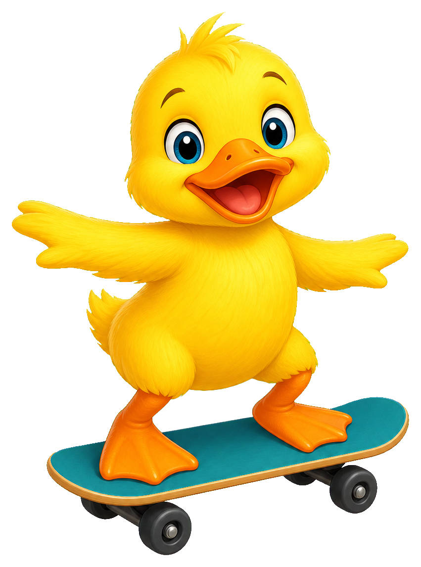 Preview for Duck On Skateboard Sticker