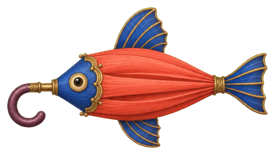 Preview for Fish Umbrella Surreal Sticker